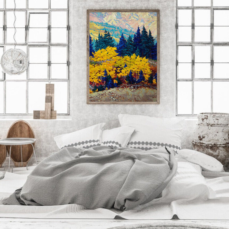 Oil Paint By Numbers Canvas Drawing DIY Forest Picture Hand Painted Wall Art Kit