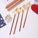 10pcs Paper Straws Wedding Team Bride Drinking Straws Birthday Party Decora