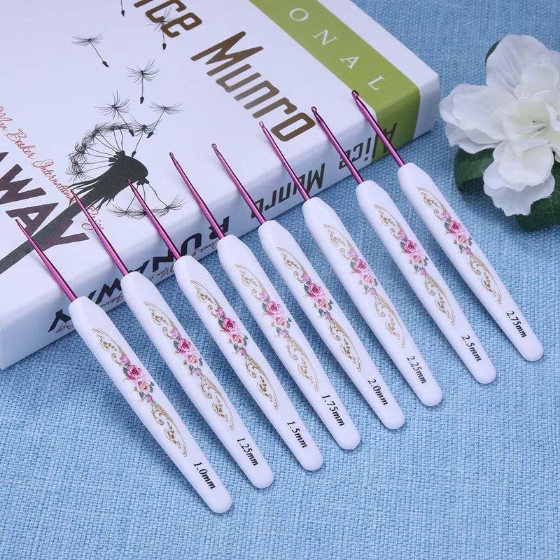 8pcs Soft Handle Aluminum Head Crochet Hooks Sweater Sewing Needles Set