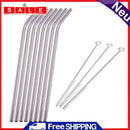 8pcs Stainless Steel Metal Drinking Straw Straws with 3 Cleaner Brush Kit