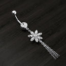 Flower Tassel Belly Button Ring Zircon Sexy Body Navel Piercing Pendant Jewelry