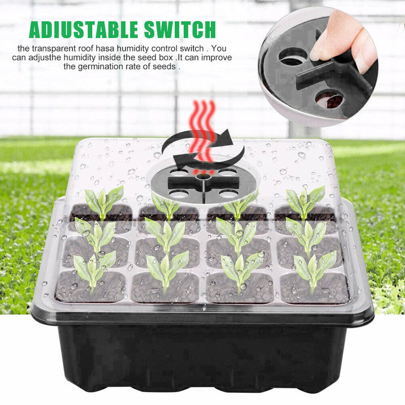 12 Cell Planting Seedlings Starter Trays for Indoor Outdoor Plants Garden Tools