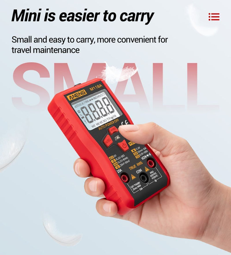Digital Mini Smart Multimeter Current Voltage Tester True RMS Digital Display