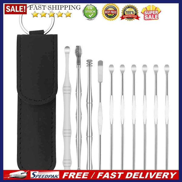10pcs Portable Ear Wax Pickers Kit Health Care Curette Earpick Cleaning Ear K