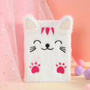 Cartoon Cat Plush Notebook Fluffy Daily Planner Journal Book (White) Newly