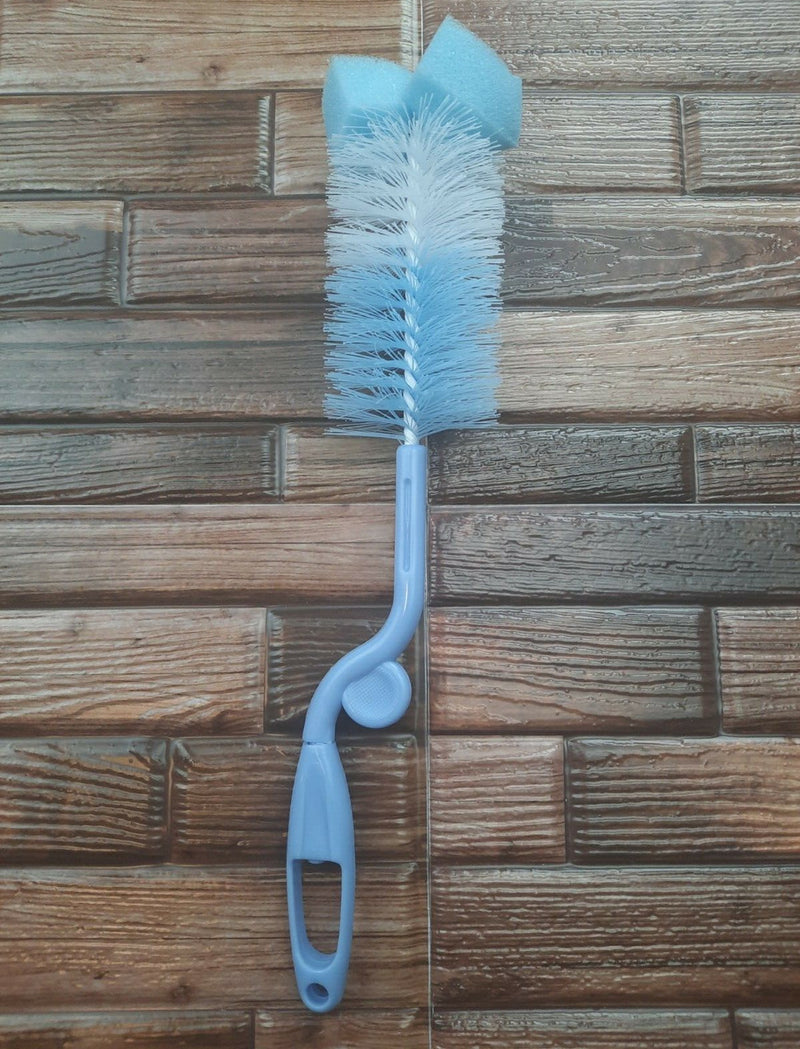 Blue Baby Bottle Brush 2pc Swiveling Action Nipple Cleaning Dishwasher Safe