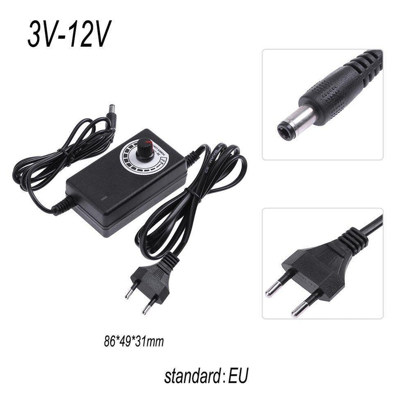 AC to DC Adapter 3-12V 2A Adjustable Power Supply Motor Speed Controller EU