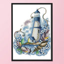 Cross Stitch Kit DIY Blue Lighthouse 14CT Stamped Needlework 22X29cm (F965)