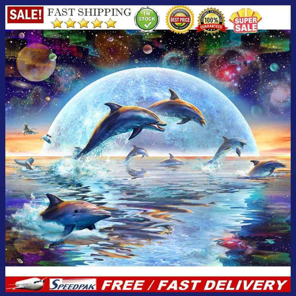 Dolphin Canvas Painted Oil Paint By Numbers DIY Wall Art Modern Bedroom Decor