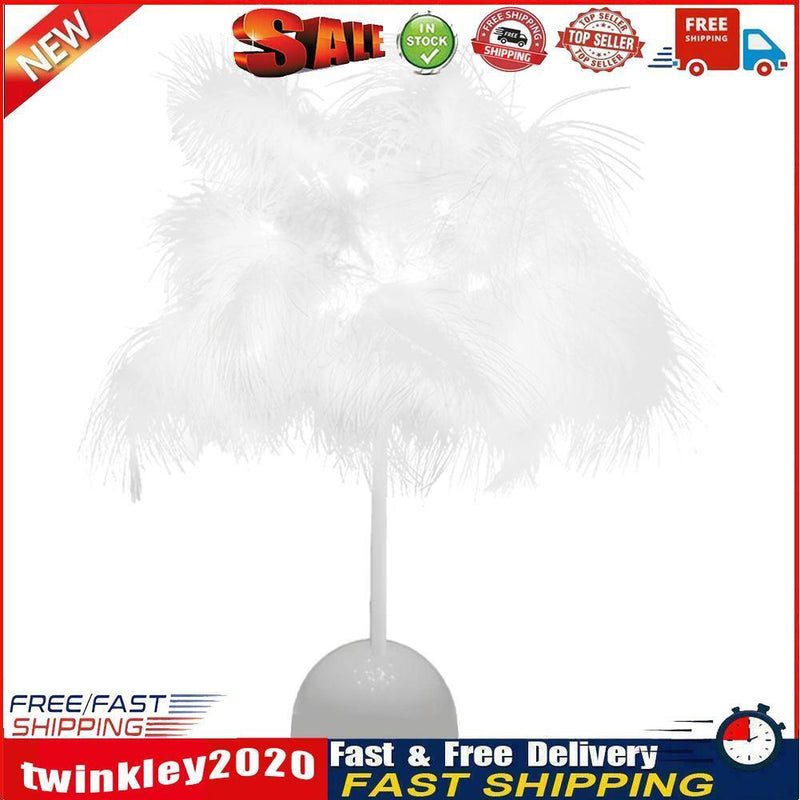 Modern Nordic Feather Light Romantic Atmosphere Lamp Bedside Decor (White) Newly