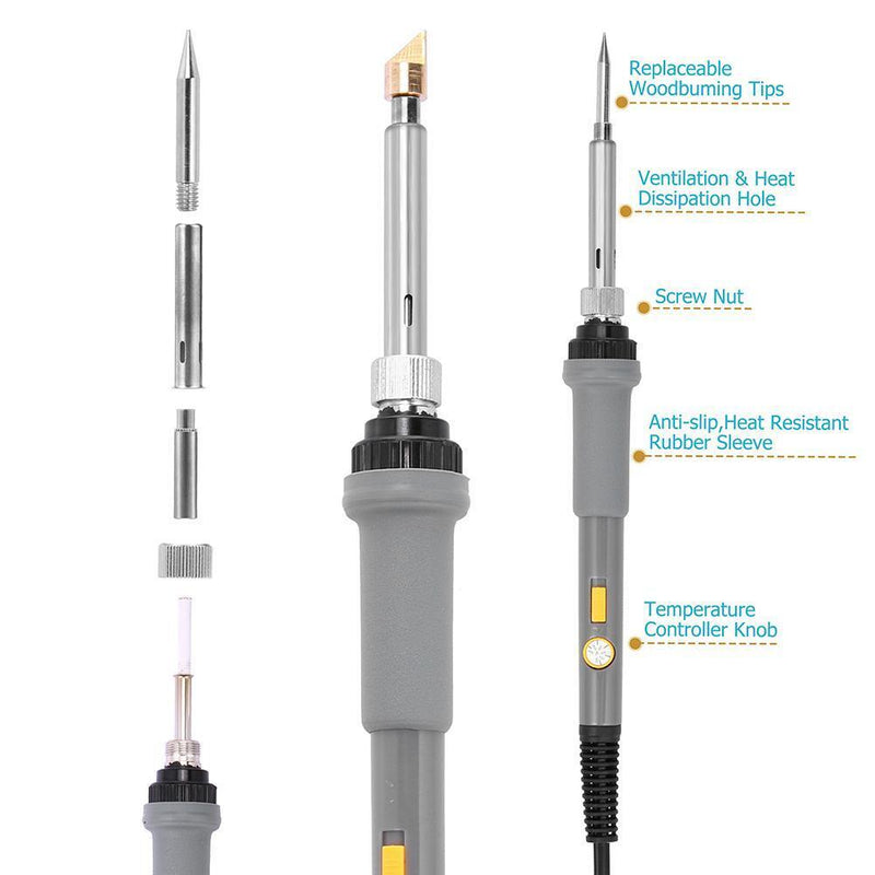 Adjustable Temperature Soldering Iron - Wood Burning Pyrography Tool Set, Hoko