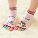 Random Fashion Sports Trainer Casual Cotton Five Finger Toe Socks Cartoon Smile