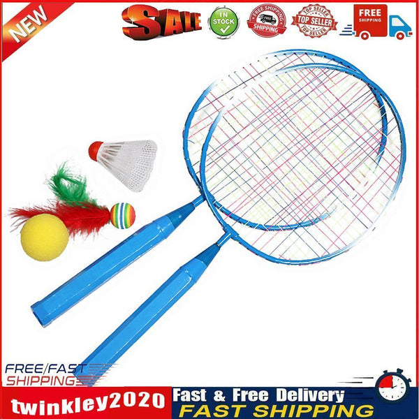 Playing Games Sports Shuttlecock Racquet Set Kids Badminton Racket (Blue) Newly