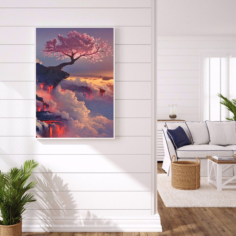 11CT Full Cross Stitch Sakura Tree Counted DIY Embroidery Crafts Home Decoration