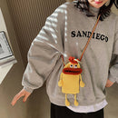 Cartoon Mobile Phone Handbag Sausage Mouth Crochet Crossbody Bag (Yellow)