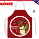 Kitchen Linen Apron Christmas Elk Painted Dinner Party Cleaning Pinafore