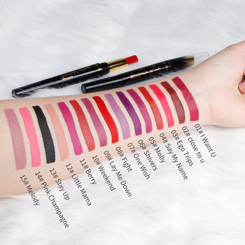 15 Color Lip Liner Pen Double Head Lasting Lip Gloss Lipstick Cosmetics (04