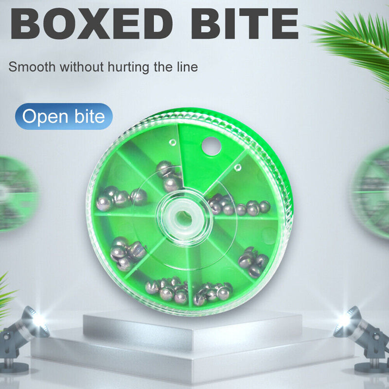 Metal Open Bite Plumpum Box Set Bare Fishing-clip Drop Biting Round Plumb B