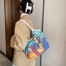 Casual Oil Painting Top-handle Pouch Girl Canvas Big Capacity Shoulder Tote Bag