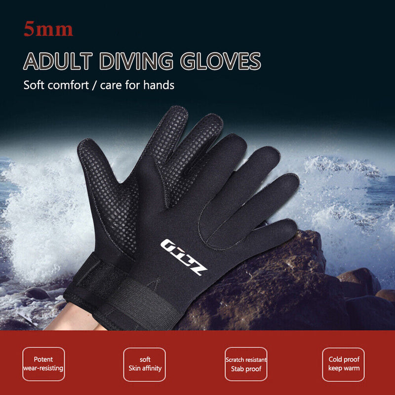 2pcs Warm Gloves 5mm Neoprene Swimming Scuba Diving Gloves for Adults (M) Newly