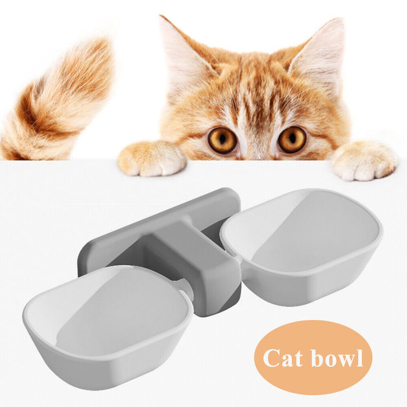 Wall Mounted Double Pet Bowls Cat Dog Automatic Water Food Feeder (White) Newly