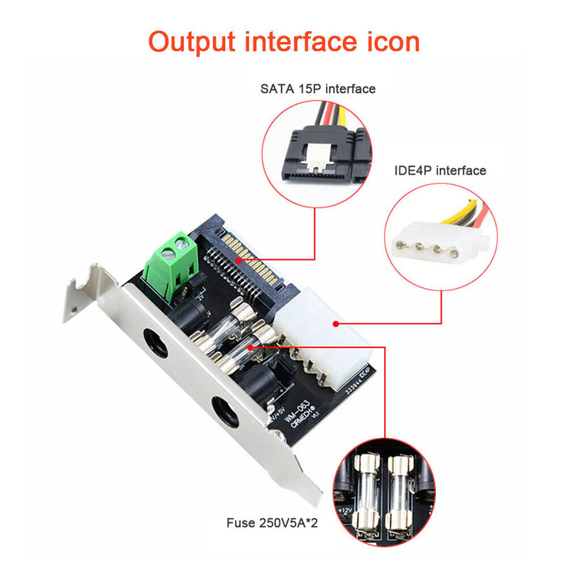 Computer PC ATX Power Lead-out Board 12V/5V Chassis External DC Baffle Board Kit