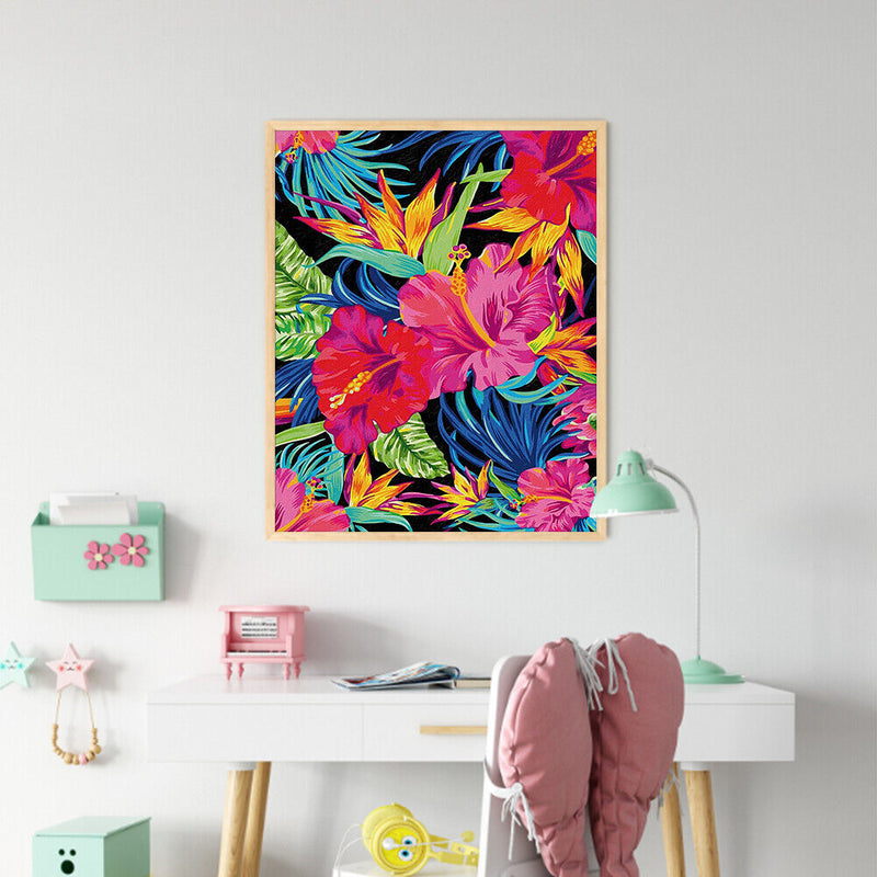 Flowers Leaves Oil Paint By Numbers Kit DIY Home Decoration Gift Wall Pictu