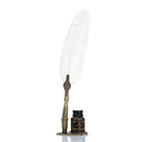 Retro Calligraphy Feather Dip Pen with 2 Nib Set Writing Gift Box (White) Newly