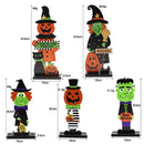 Halloween Wooden Ornaments Desktop Decorations Pumpkin Witch Cartoon Black Cat