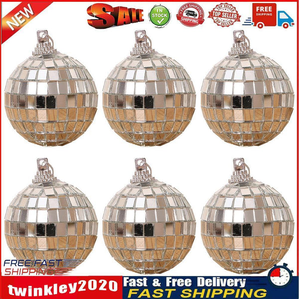 6pcs Reflective Glass Mirror Ball Disco Xmas Party Hanging Decor Ornaments Newly