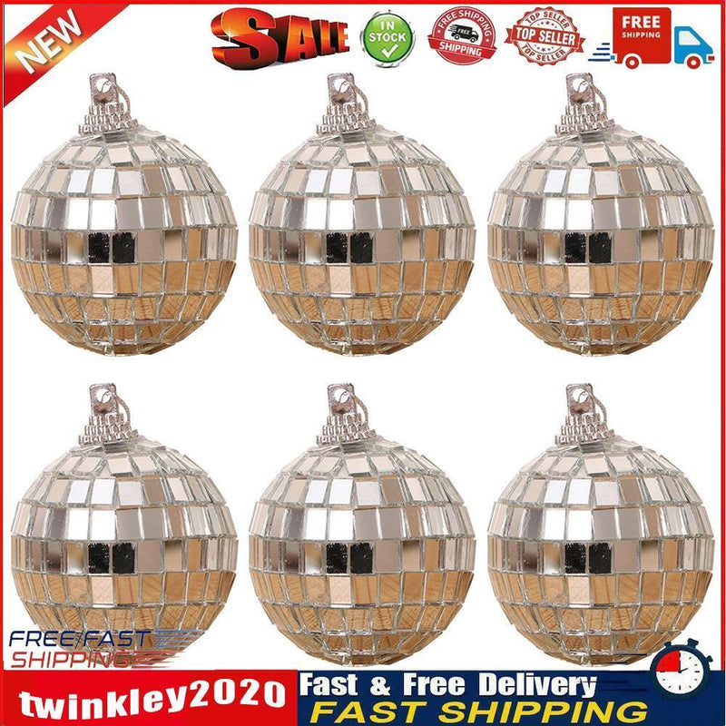 6pcs Reflective Glass Mirror Ball Disco Xmas Party Hanging Decor Ornaments Newly