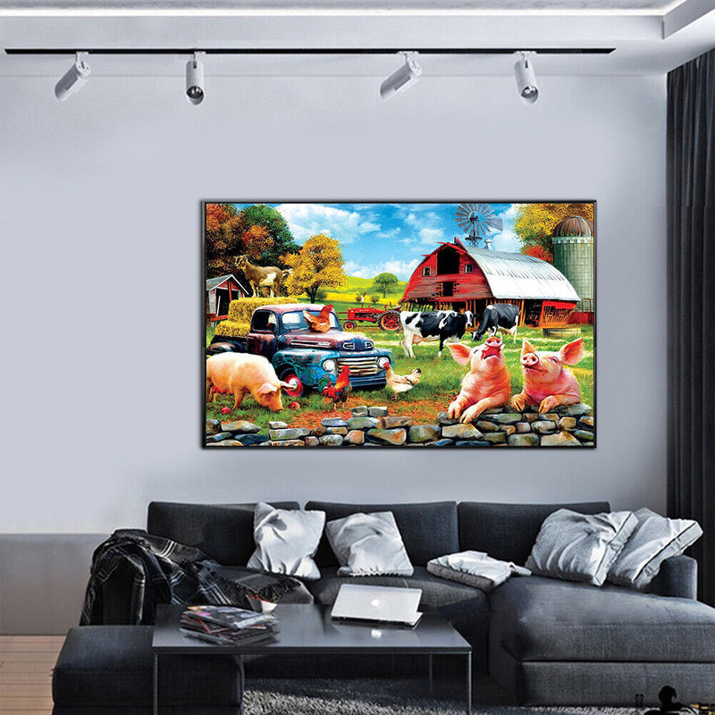 DIY Poultry Grassland Rhinestone Picture Full Round Diamond Mosaic Painting K