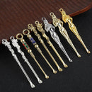 Portable Ear Wax Pickers Keychain Ear Picks Spoon Curette (A Purple Bead)