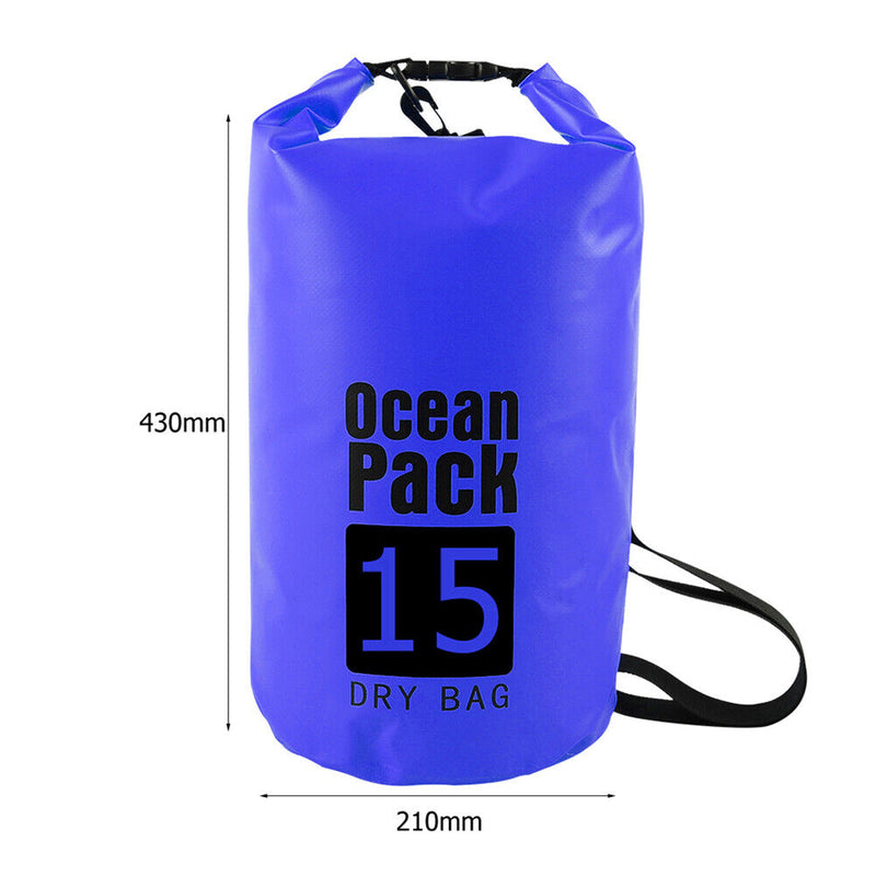 Waterproof Dry Bag Pack Sack Swimming Kayaking Trekking (15L Dark Blue)