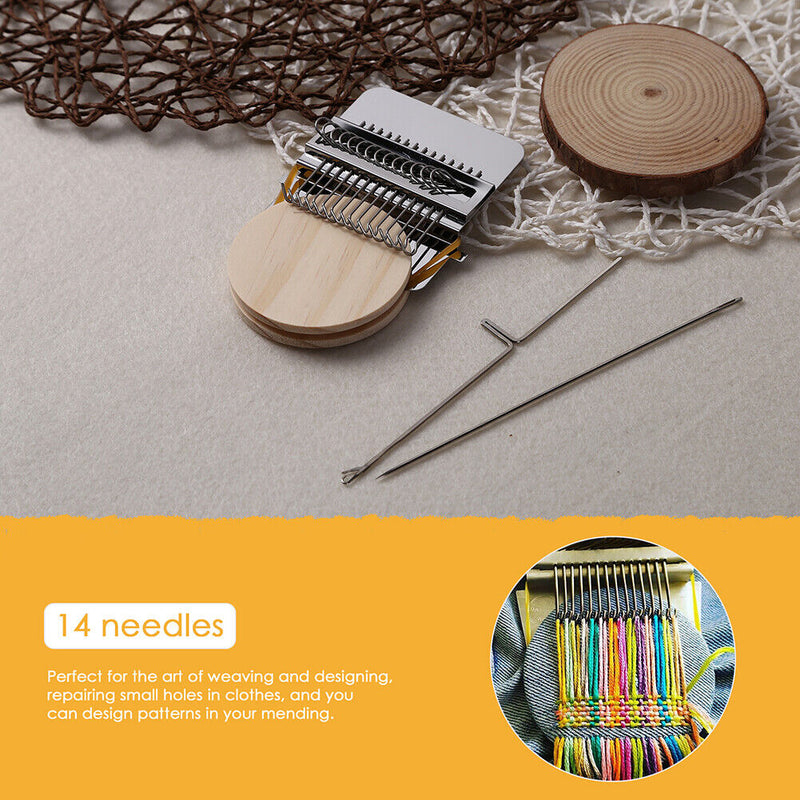 Wood Small Loom Mender Clothes Mending Weave Darning Machine (14 Needles) Newly
