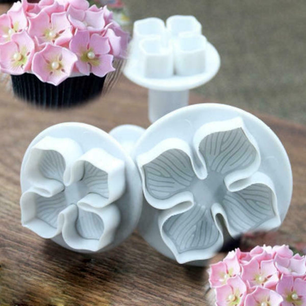 3Pcs / Set Hydrangea Fondant Cake Decorating Sugarcraft Cookie Cutters F7B1