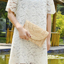 Women Corn Skin Clutch Straw Woven Female Wallet Casual Purse Cosmetic Handbags