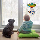 Alien and Cow Stained Glass Suncatcher Window Panel Home Hanging Pendants~