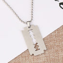 Hip Hop Street Punk Dogtag Necklace Stainless Steel Pendant Razor Blade Shaped