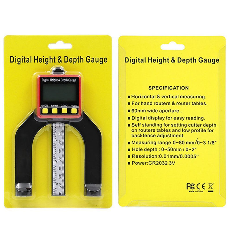 With Feet LCD Height Gauges Digital Depth Gauge Groove Measurement Depth Gauges