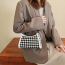 Female Fluffy Houndstooth Shoulder Bag Women Zipper Casual Clutch Bag Handbag