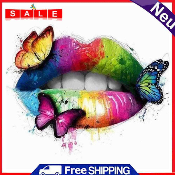 DIY Diamond Embroidery Graffiti Lip Rhinestone Diamond Painting for Wall Gift