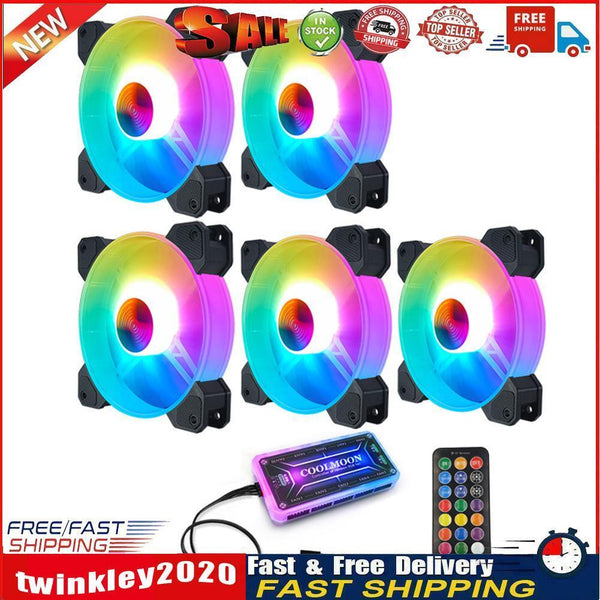 COOLMOON 120mm RGB Cooling Fan Chassis Gorgeous Quiet Radiator (5 Fans) Newly