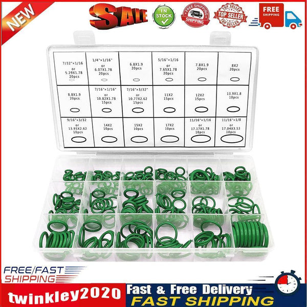 270pcs 18 Sizes HNBR O Rings Rubber Air Conditioning Seal Ring Set (Green) Newly