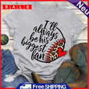 Independence Day Print Leopard Love Letter T-Shirt (Light Grey S)