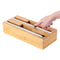 #A Bamboo Wood Wrap Dispenser Cutter Food Wrap Cling Film Holder Organizer Kitch