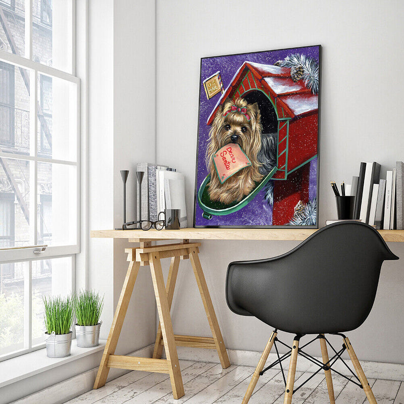 Full Drill Mosaic Craft Picture DIY Snow Dog Rhinestone Diamond Painting Poster