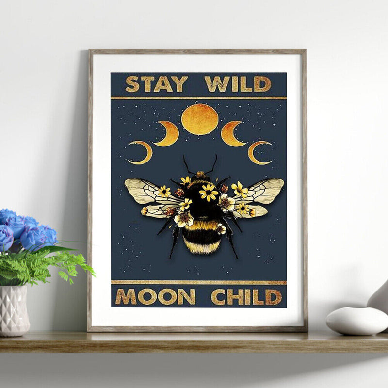 11CT Full Cross Stitch Moon Bee Counted DIY Kits Handmade Cotton Embroidery
