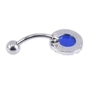 Women Trendy Stainless Steel Belly Navel Nail Punk Body Jewelry(Blue)