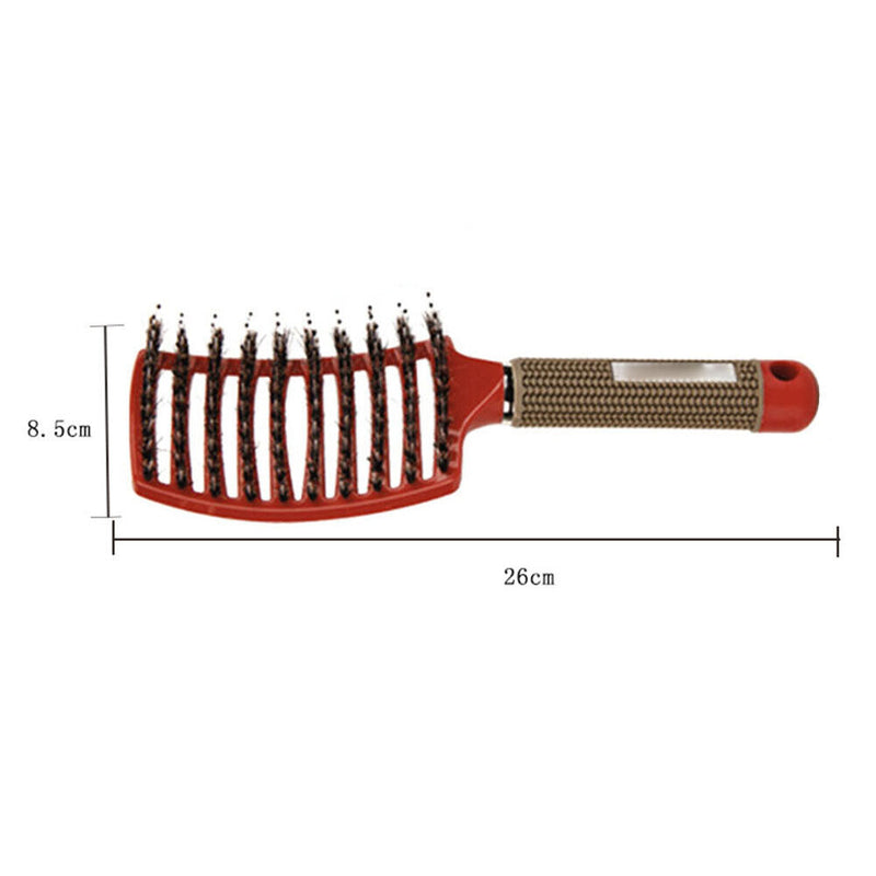 Multifunction Curved Shape Comb Hairdressing Massage Comb Brush (Red) Newly